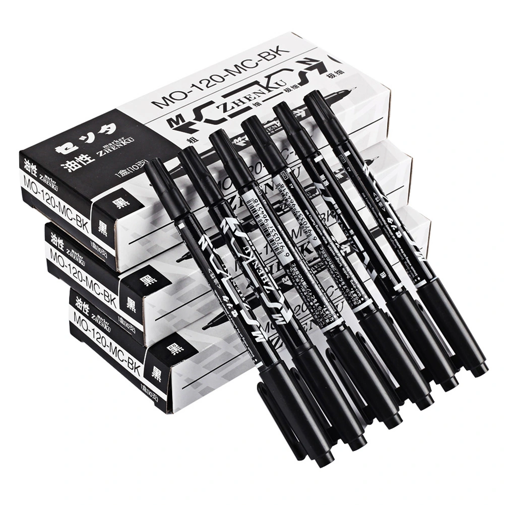 10 pcs/lot Black Oil Ink Double Headed Pen Skin Marker Painting Pen (Black)