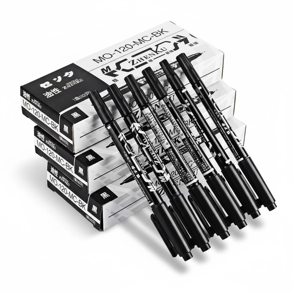 10 pcs/lot Black Oil Ink Double Headed Pen Skin Marker Painting Pen (Black)