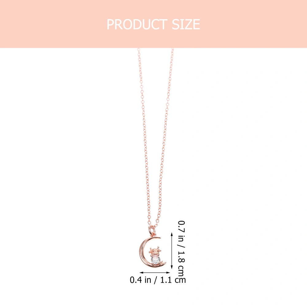 1Pc Creative Cattle Pendant Necklace Sweater Chain Neck Accessories (Rose Gold)