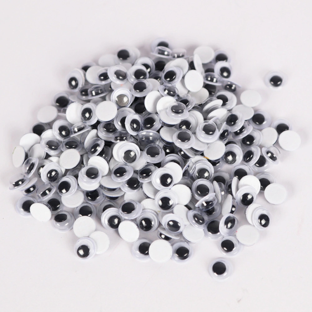 1 Box 500pcs DIY 4-12mm Plastic Safety Eyes with Activity Moving Eyeball with Glue Toy Accessories (Black + White)