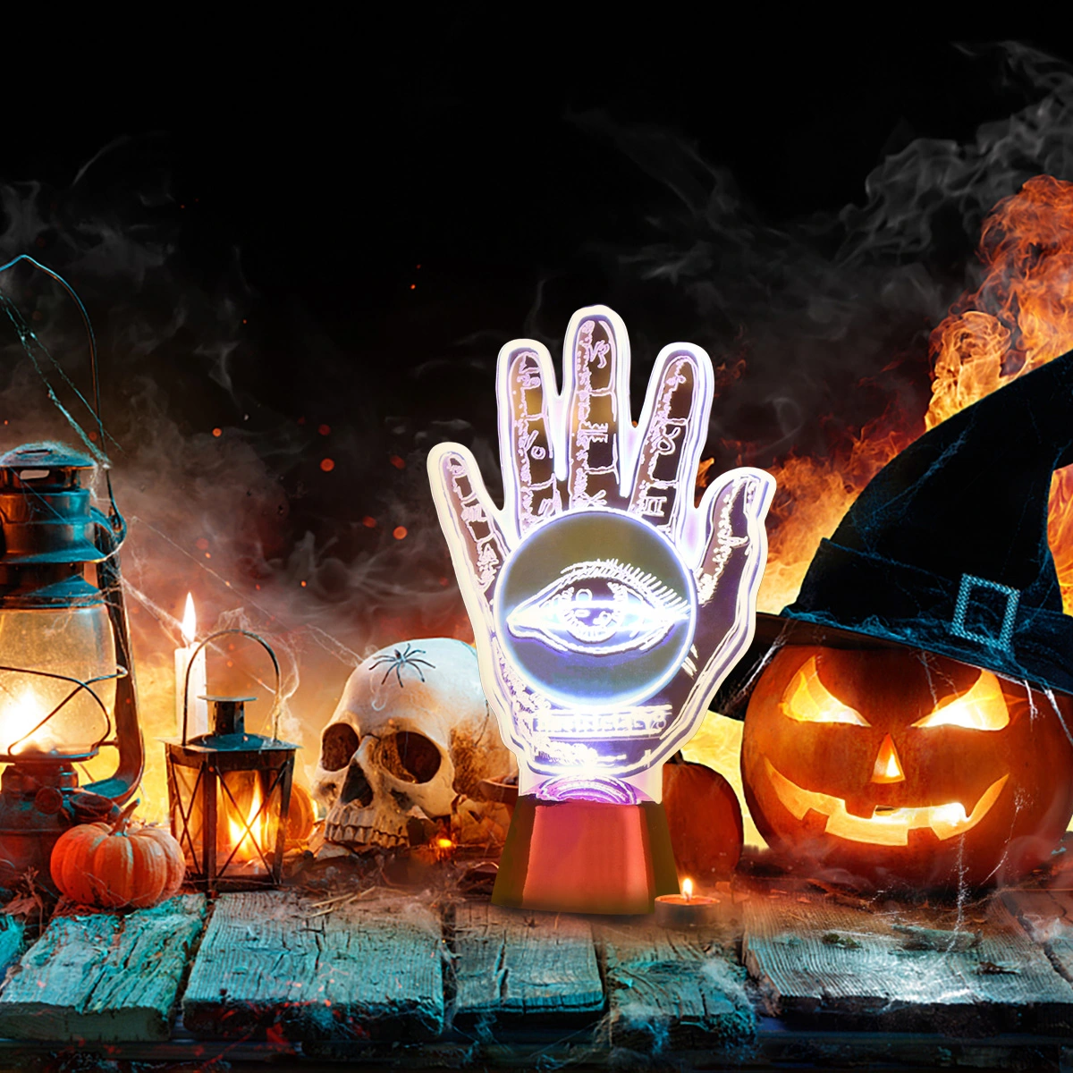 1pc Halloween Electronic Night Lights Scary Led Ghost Eyes Props Party Decor