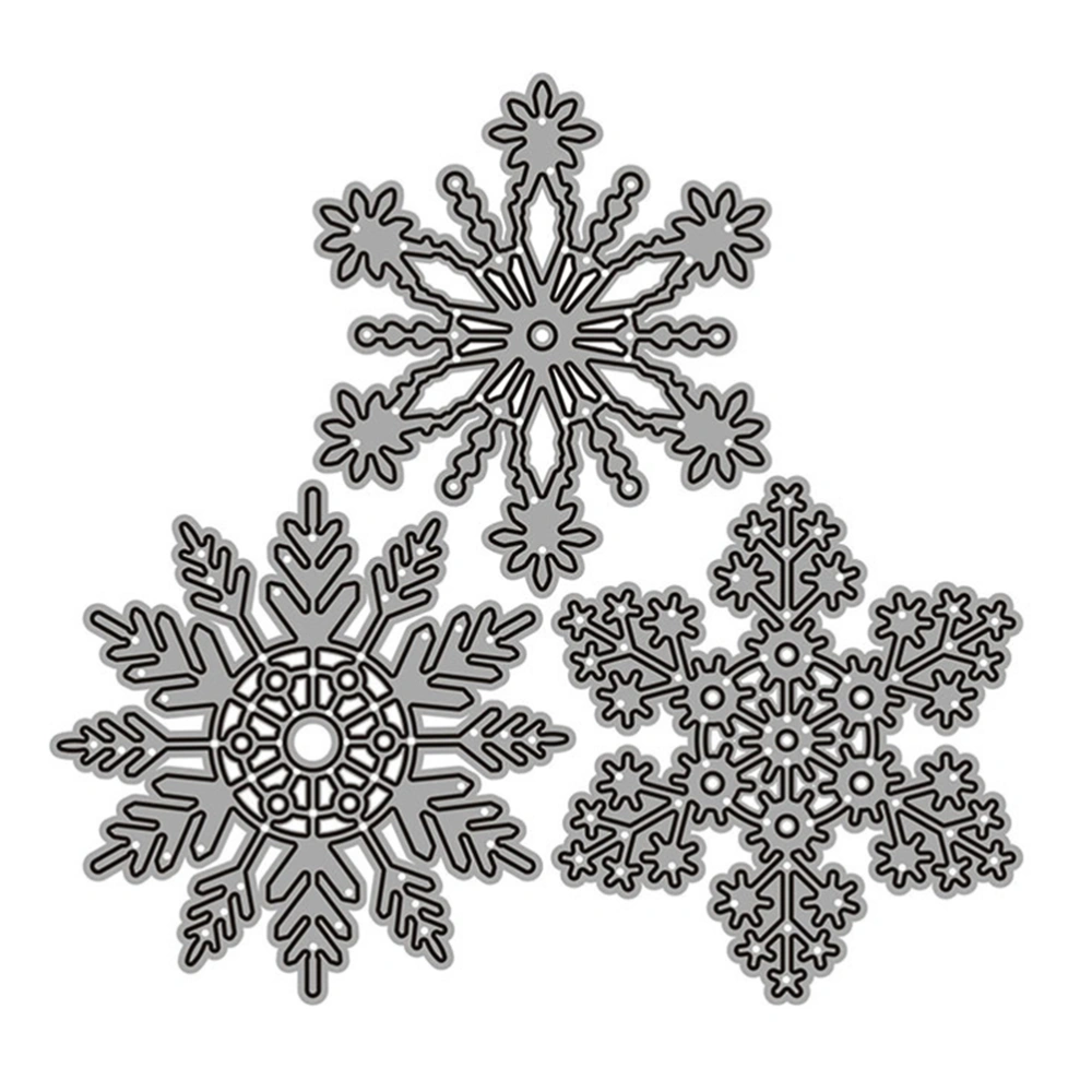 1 Set 3 Pcs Snowflake Cutting Dies Metal Carbon Steel Die Cuts (Silver)