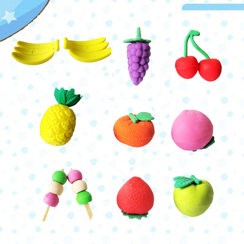 32 Pcs 5x3CM 3D Simulation Fruits and Vegetable Shaped Pencil Eraser Creative Stationery School Supplies for Kids Students