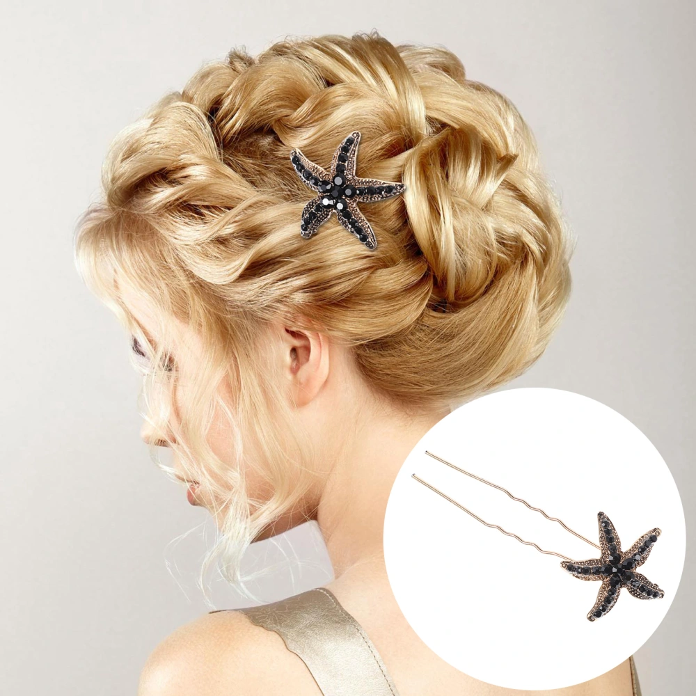 6pcs Rhinestone Hairpin Star Decor Hair Pieces Women Hair Jewelry Hair Fork