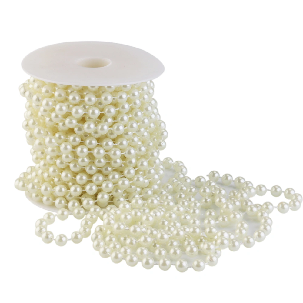 10m Acrylic Pearl Garland String Chain Spool Beads for Wedding Favor Bridal Bouquet Party Decoration (Beige)