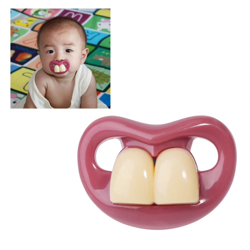 Baby Silicone Pacifier Gagtooth Shape Soother Funny Appease Toy Rabbit Teeth Shape Pacifier Nursing Accessories Pink