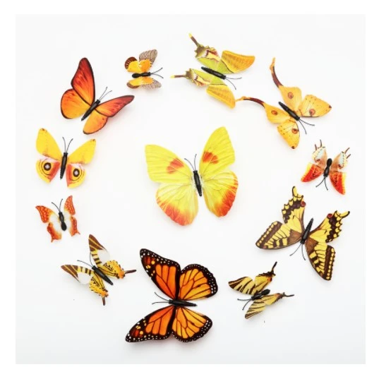 12pcs 3d Butterflies Party Stickers Decor Single Layer DIY Butterflies Decals