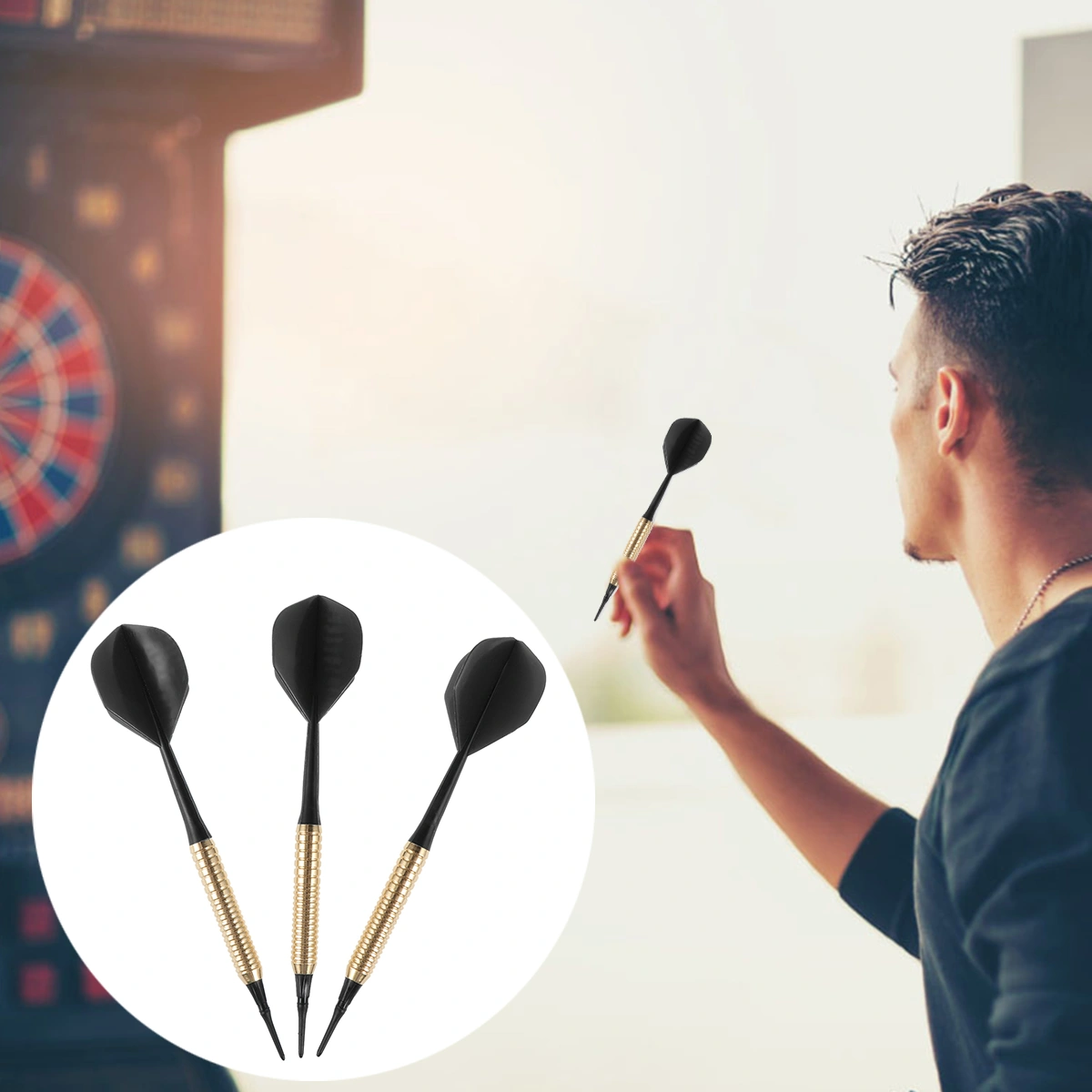 3PCS Practice Pin-type Darts 15g Professional Darts Copper Flights Darts Sports Supplies for Man Woman (Black)