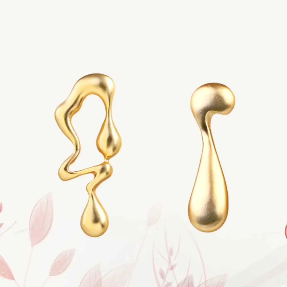 1 Pair Creative Personalized Asymmetrical Ear Stud Eardrop Fashion Irregular Earrings (Golden)