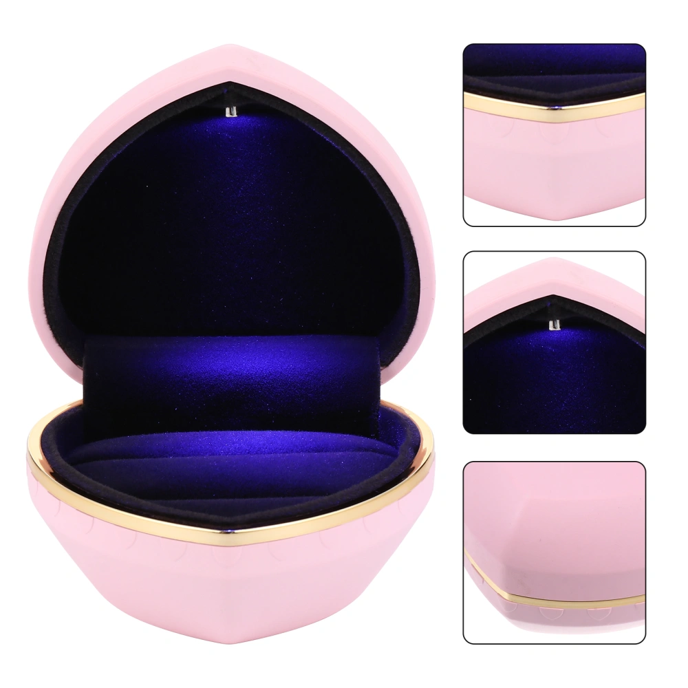 1pc LED Lighted Jewelry Box Heart Shape Ring Box Ring Storage Case for Home