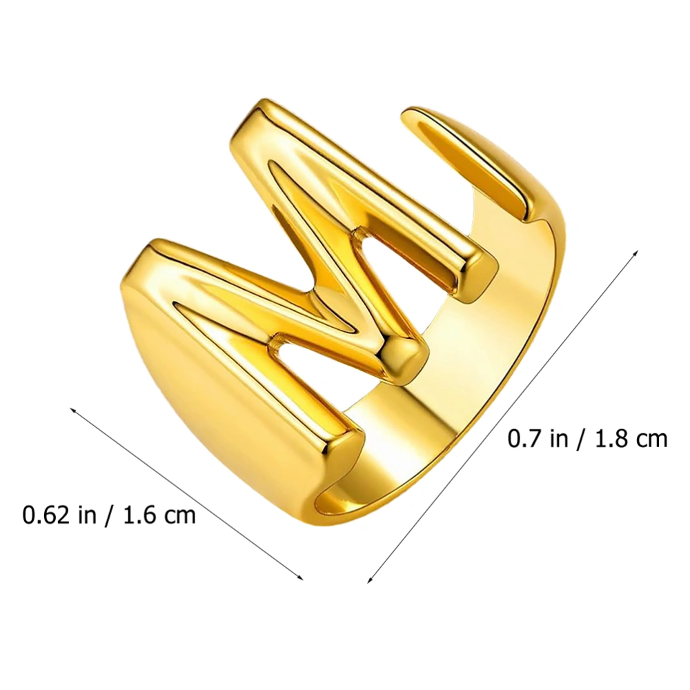 Golden Plating Open Ring English Letters Design Ring Delicate Finger Jewelry (M)