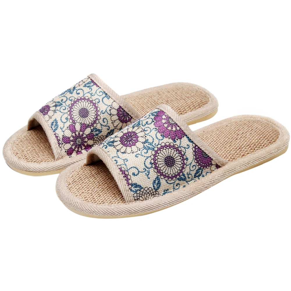 1 Pair Linen Slippers Light Noiseless Sandals Cotton Linen Slippers for Women