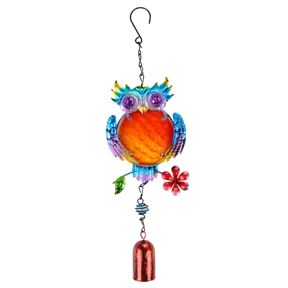 Retro Metal Owl Wind Chimes Creative Wrought Glass Painted Crafts Decor (Blue)