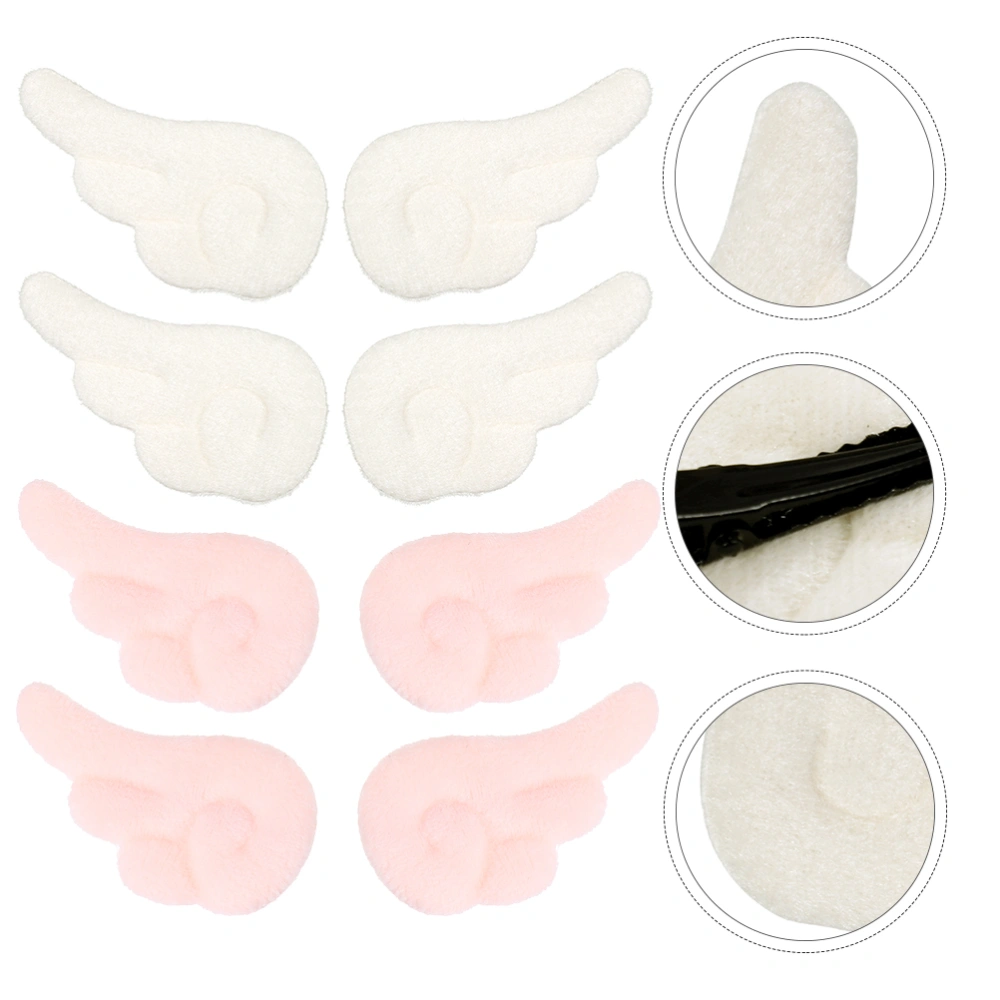 4Pairs Plush Angel Wing Hair Clips Lovely Children Headdress White Pink