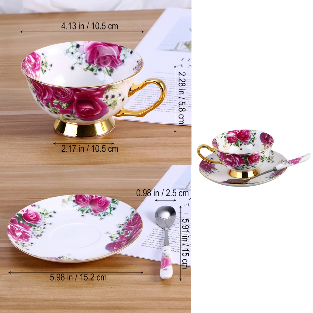 European Style Coffee Tea Set Creative Ceramic Coffee Cup Set for Afternoon Tea British Red Saucer Sets Domestic Cups (Pattern 6)