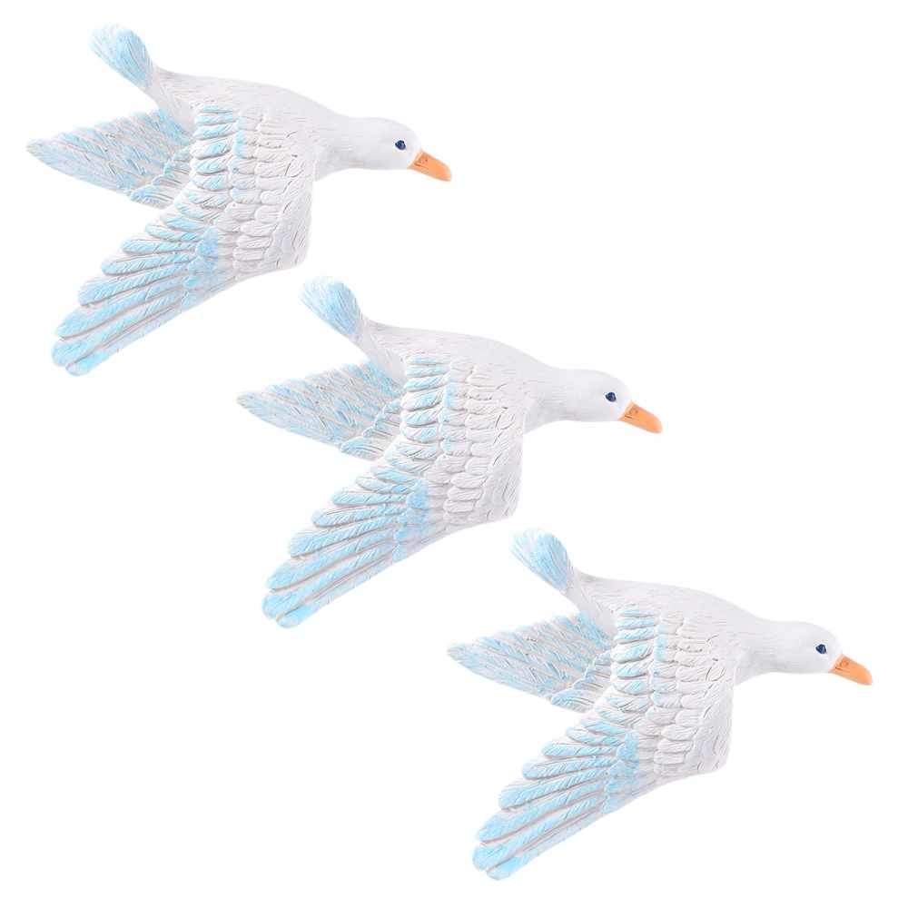 3pcs Creative Seagull Birds Wall Art Decor Resin Seabird Decoration for Home