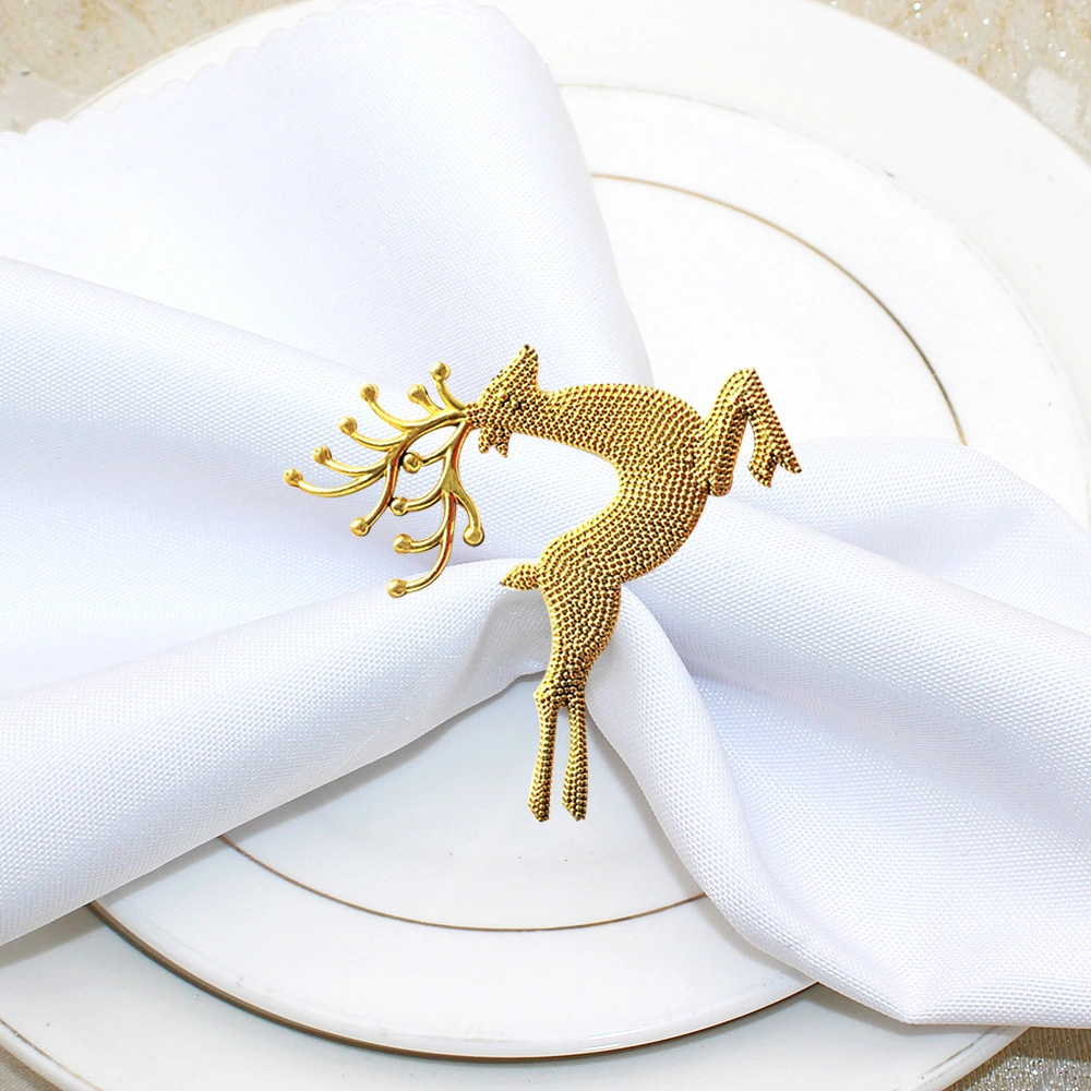 4Pcs Elk Napkin Holders Reindeer Napkin Buckle Xmas Napkin Rings Elk Napkin Buckle