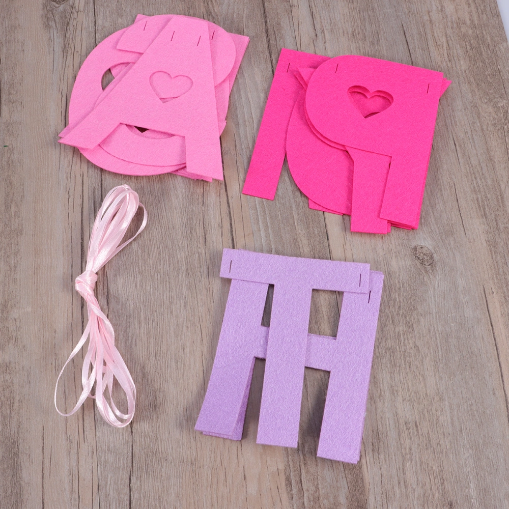 3 Meters HAPPY MOTHER'S DAY Capitalized Letter and Hearts Cutouts Mother's Day Banners Bunting Garland Decoration (Random Color of Rope)