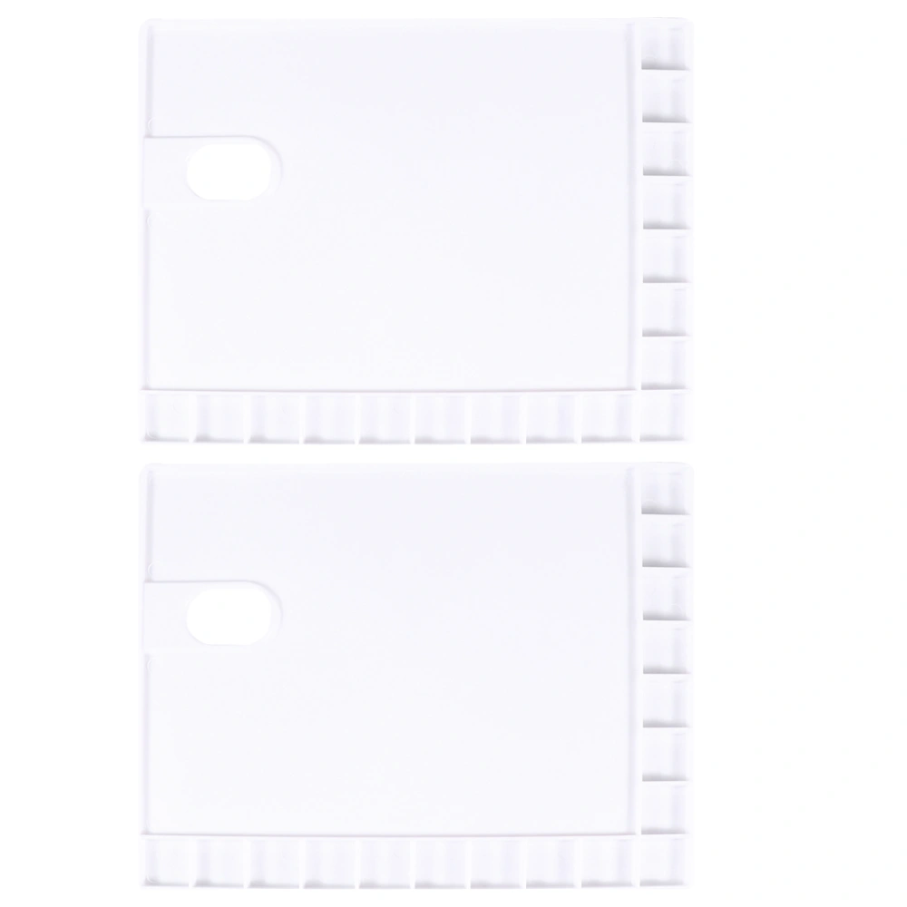 2 Pcs 17 Holes Art Paint Mixing Tray Square Watercolor Paints (White)