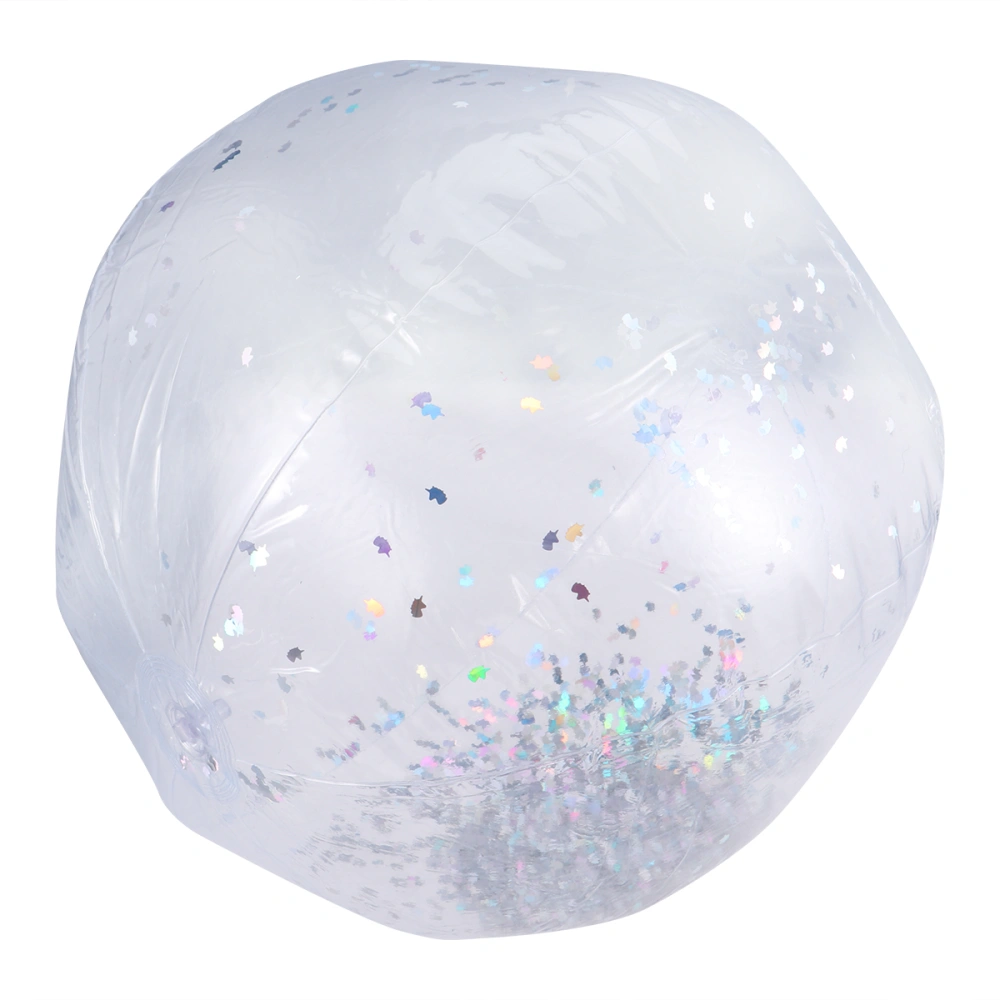 Glitter Beach Ball Transparent Sequin Inflatable Ball Summer Funny Play Pool Ball Photo Props Party Favor with Pump (Silver Sequins 60CM)