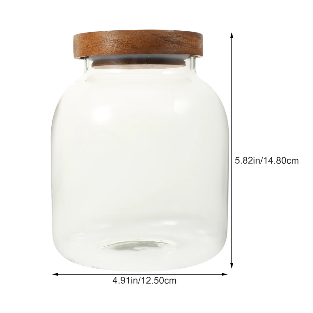 Sealing Storage Jar Glass Food Containers Grain Storage Jar Wood Lid Glass Jar Kitchen Glass Jar