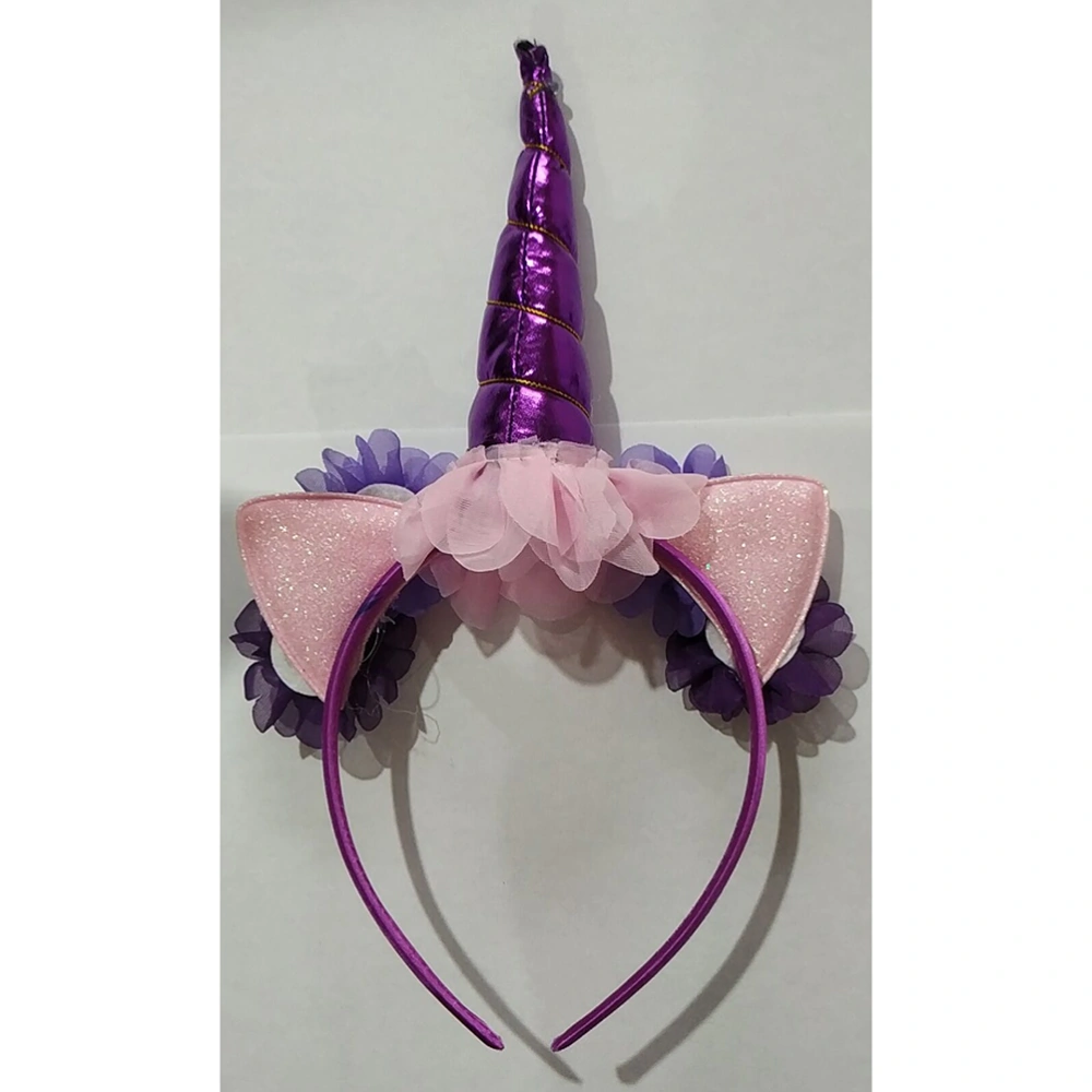 Fancy Baby Girl Tutu Dress Unicorn Headband Christmas Halloween Costume Girls Party Dresses 4-5Y (Purple)