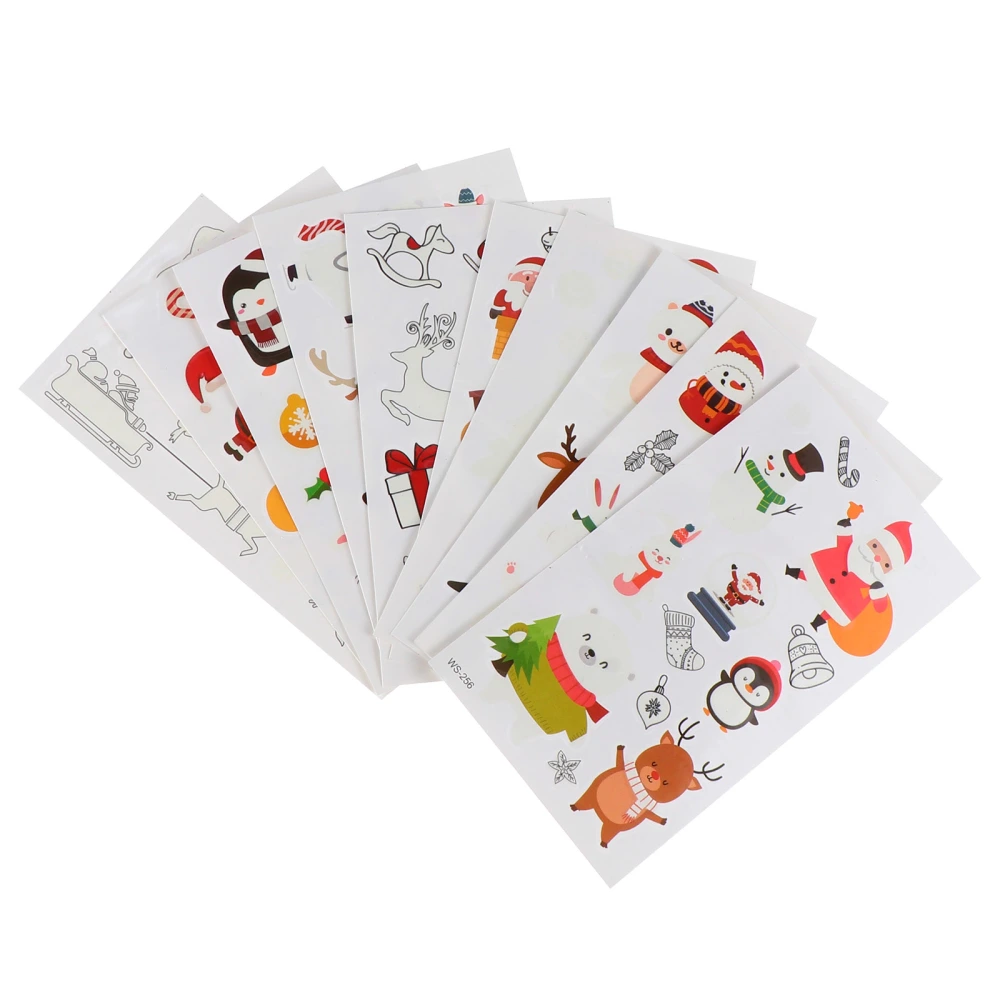 10 Sheets Christmas Cartoon Stickers  Night Light Body Stickers Festival Props