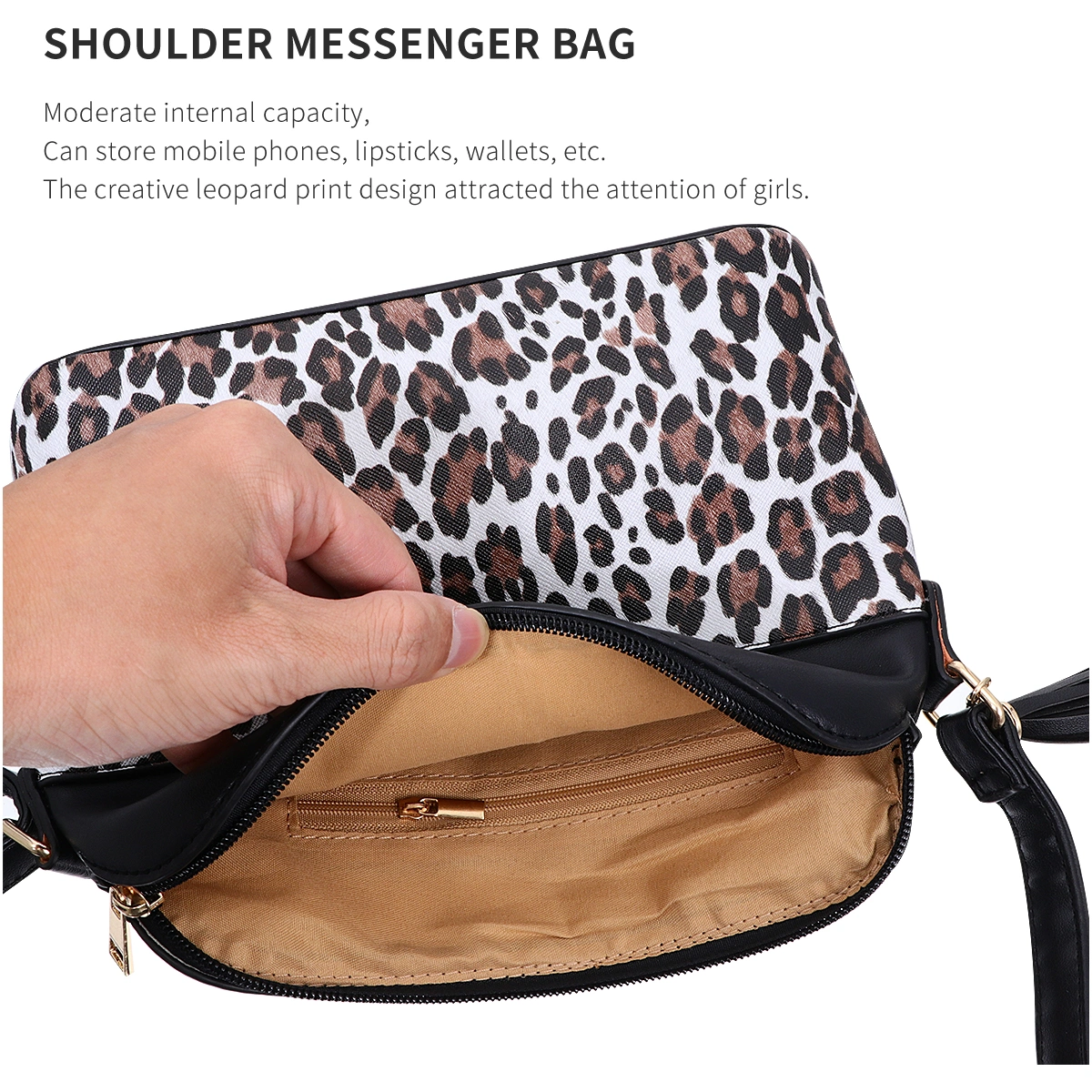 1Pc Leopard Pattern Bag Fashion Crossbody Bag Tassel Messenger Bag Storage Bag