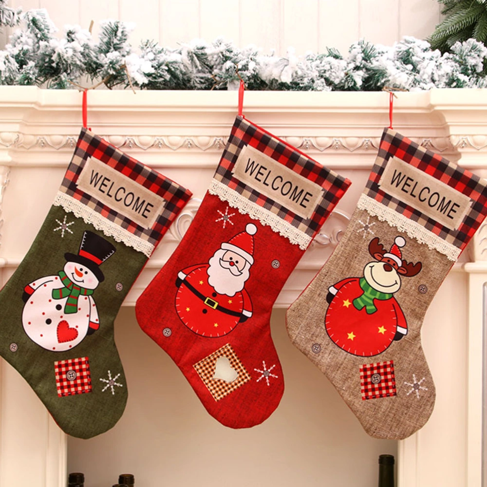 Lovely Christmas Stocking Xmas Sock Hanging Letters Christmas Sock Gift Bag