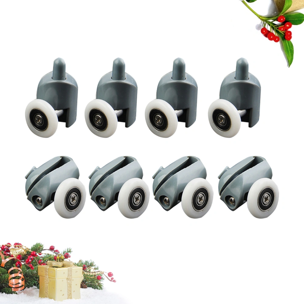 16PCS Replacement 25mm Shower Door Wheels Single Wheel Sliding Enclosure Door Runners Rollers Wheels Pulleys - 8 Upper Wheel and 8 Bottom Wheel