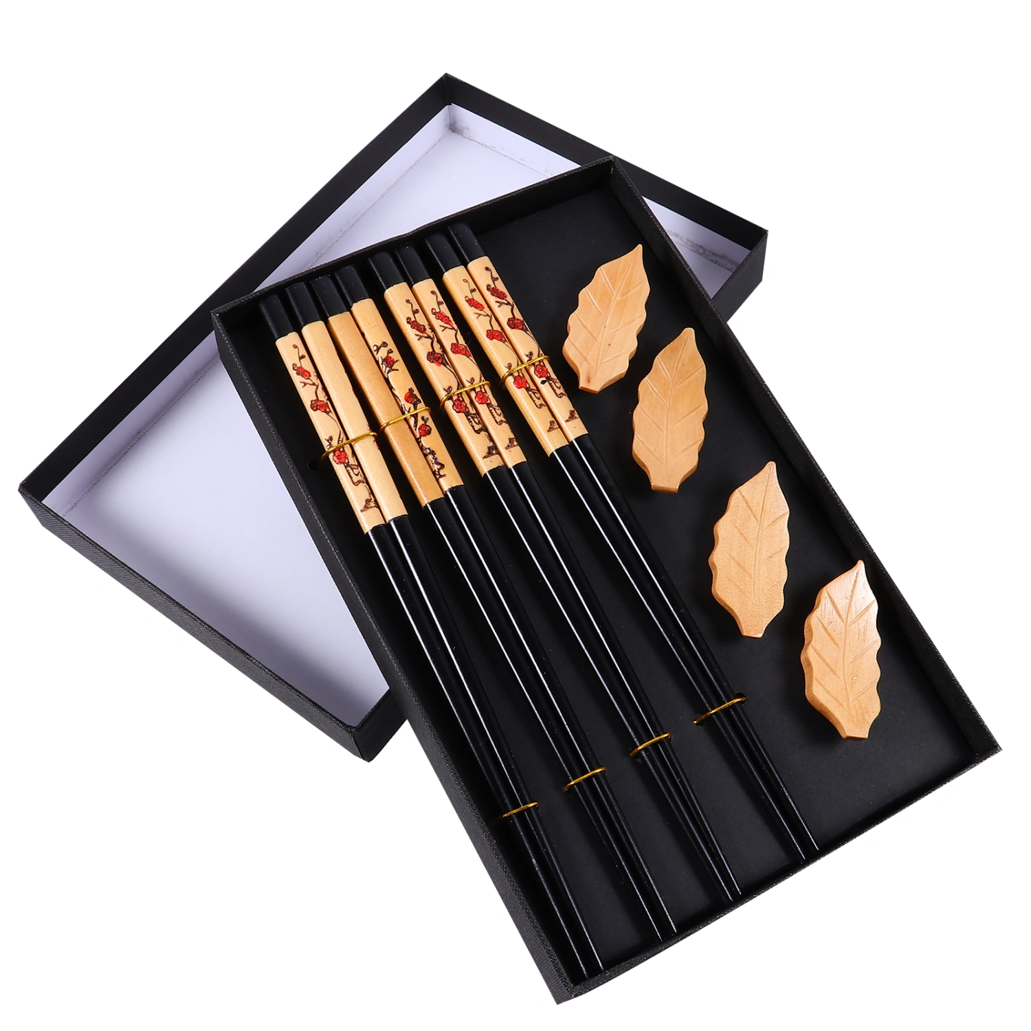 1 Set Wooden Chopsticks 4 Pairs Of Chopsticks Chopstick Holder Combination