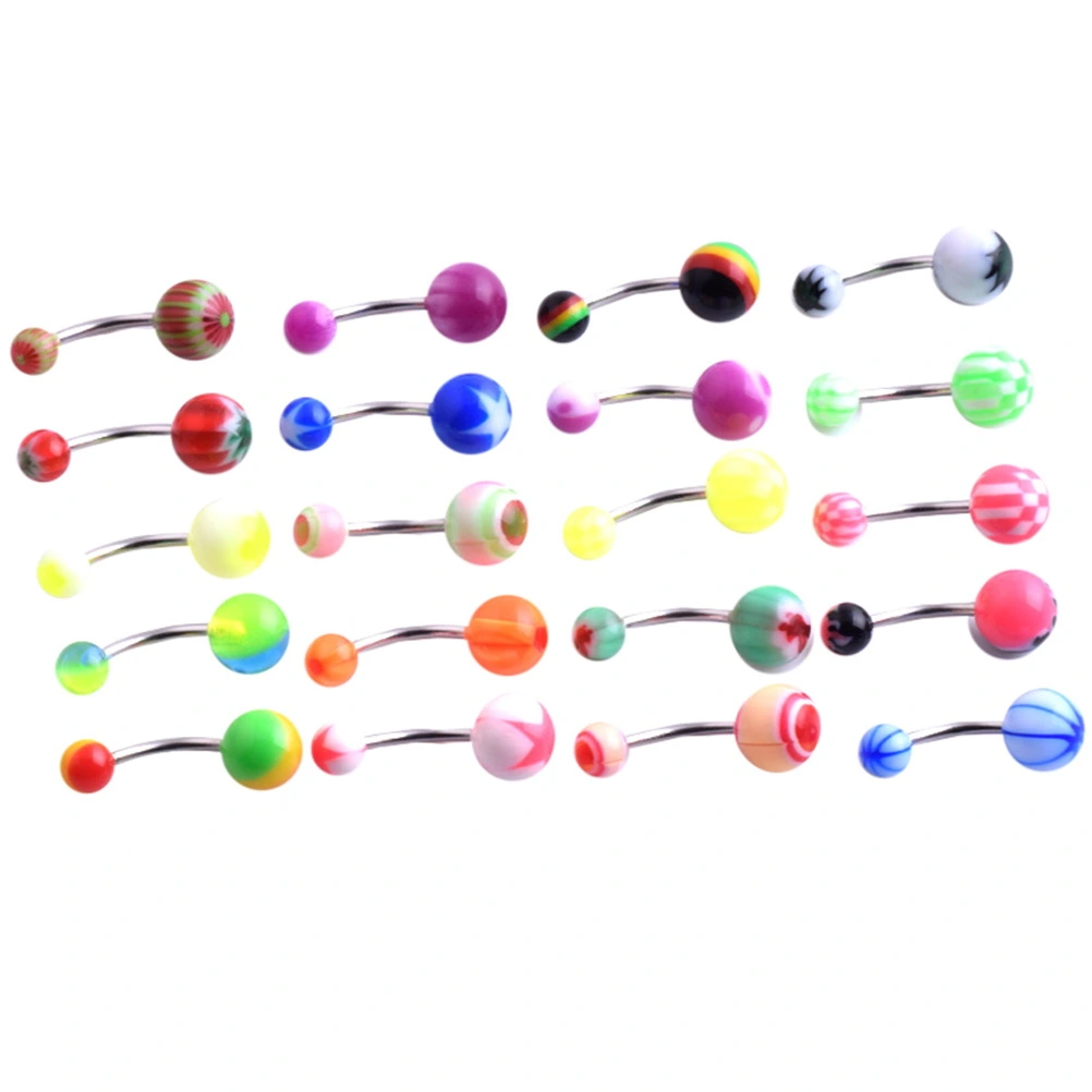 100pcs of One Bag Body Piercing Ring Simple Navel Ring Delicate Piercing Jewelry Decorative Acrylic Bell Body Inlay Ring for Woman Girl (Mixed Color)