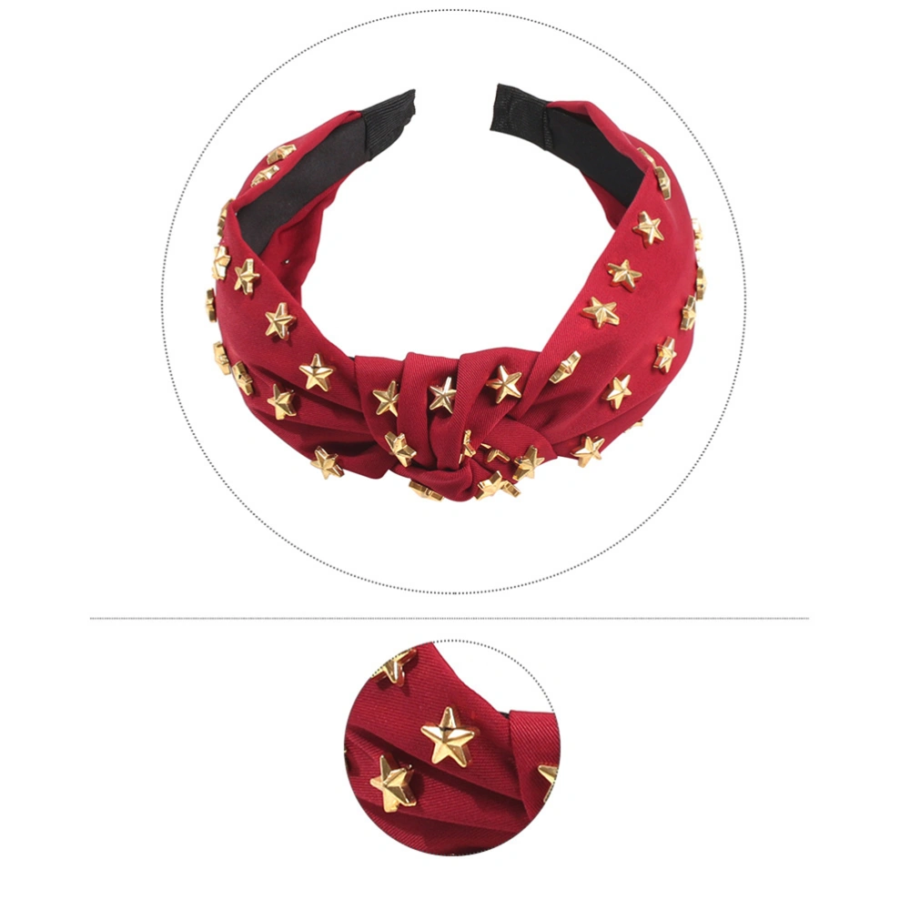 Knot Wide Headbands Cloth Star Cross Hair Band Hair Clasp Hair Accessories for Decoration (Red)