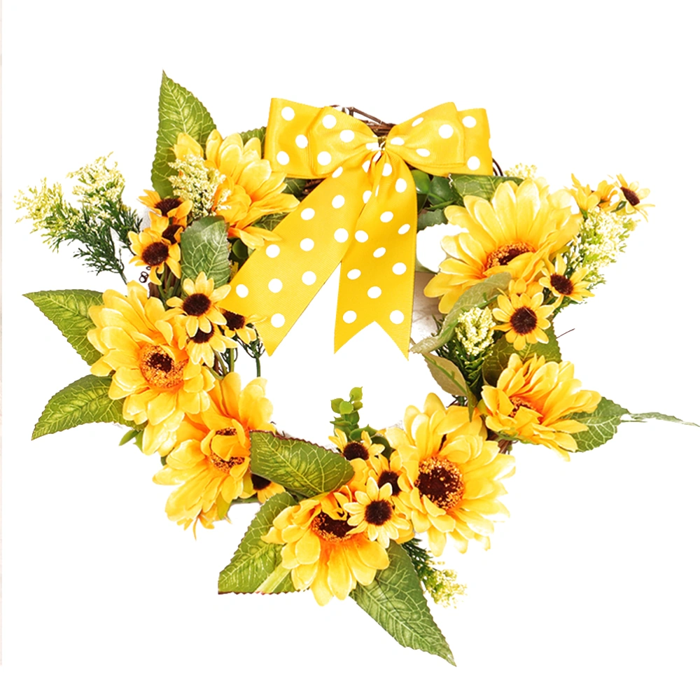 Sunflower Wreath Artificial Fake Flower Leaves Door wall Decorative Ornaments