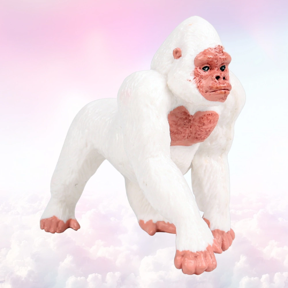 Chimpanzee Ornament Animal Figurines White Gorilla Creative Desktop Decoration for Bedroom Bathroom Shop (White)