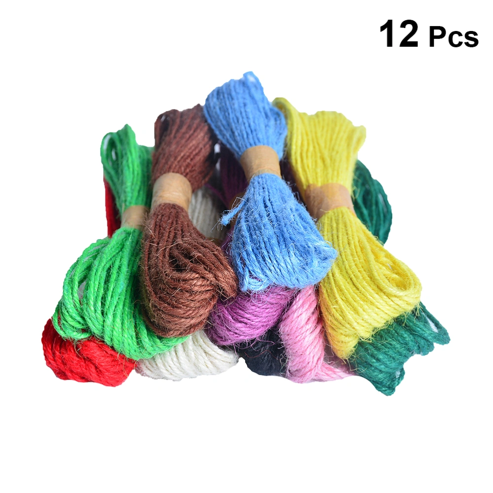 12 Rolls 10m Woven Rope Jute Twine Hand Knitting Cord DIY Colorful Gift Jute Twine