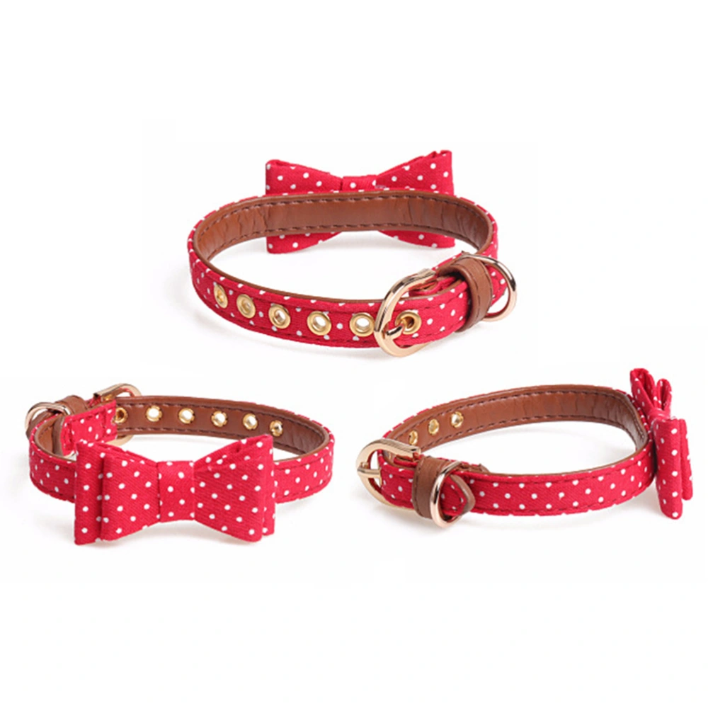 Dog Pet Bow Tie Collar Polka Dot Pet Cat Collar Personalized Collars 1.5x47cm (Red)