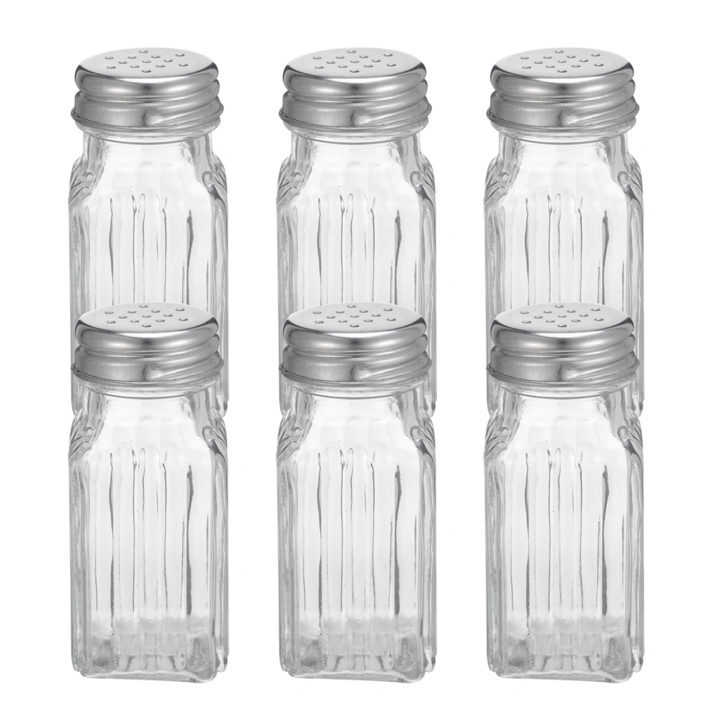 6Pcs Multi-functional Seasoning Glass Storage Jar Kitchen Salt Pepper Shakers