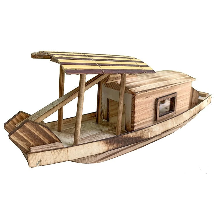 Wood Boat Model Vintage Boat Model Desktop Fishing Boat Ornament Bookshelf Decor