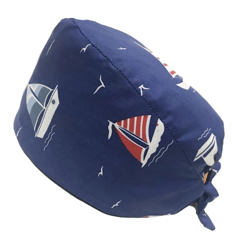 Chic Sailboat Printed Hat Creative   Working Hat Dust-proof Useful Head Protector for Daily Use