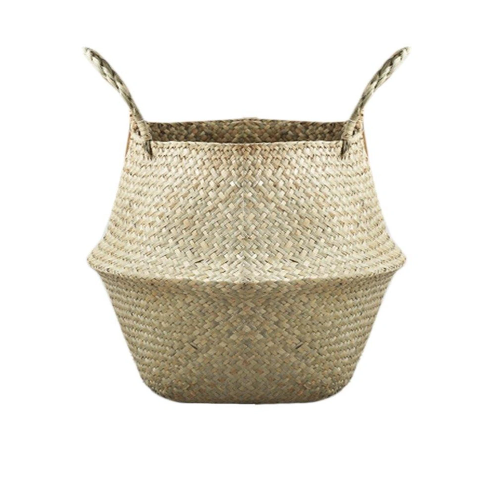 Natural Woven Seagrass Basket with Handles for Storage Laundry Picnic Plant Pot Cover Size L