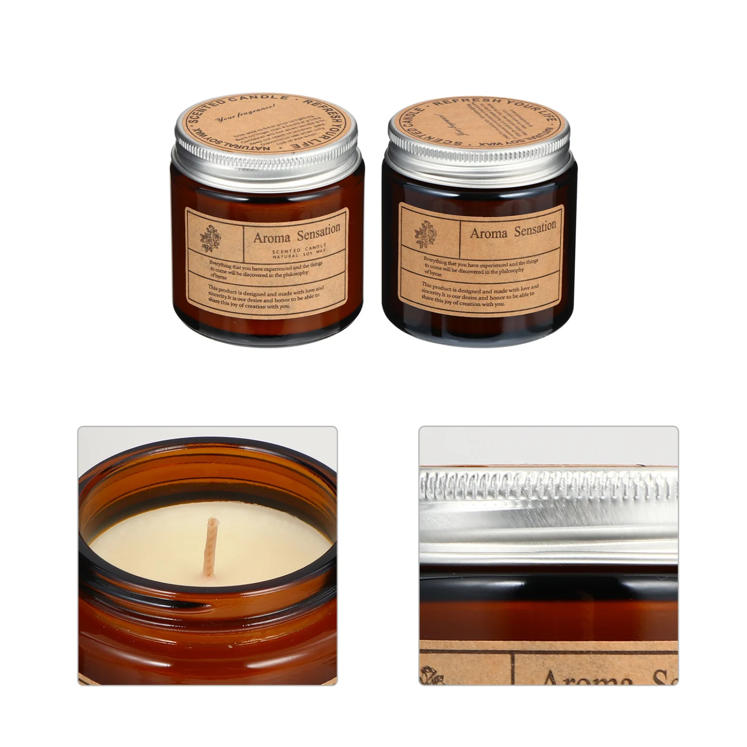 2Pcs Natural Soy Wax Scented Candles Romantic Fragrance Scented Candles Gift