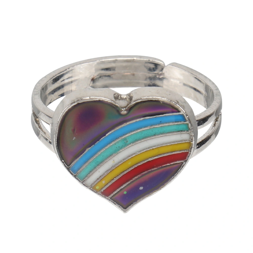 1Pc Heart Shaped Finger Ring Creative Thermochromic Ring Chic Finger Accessory