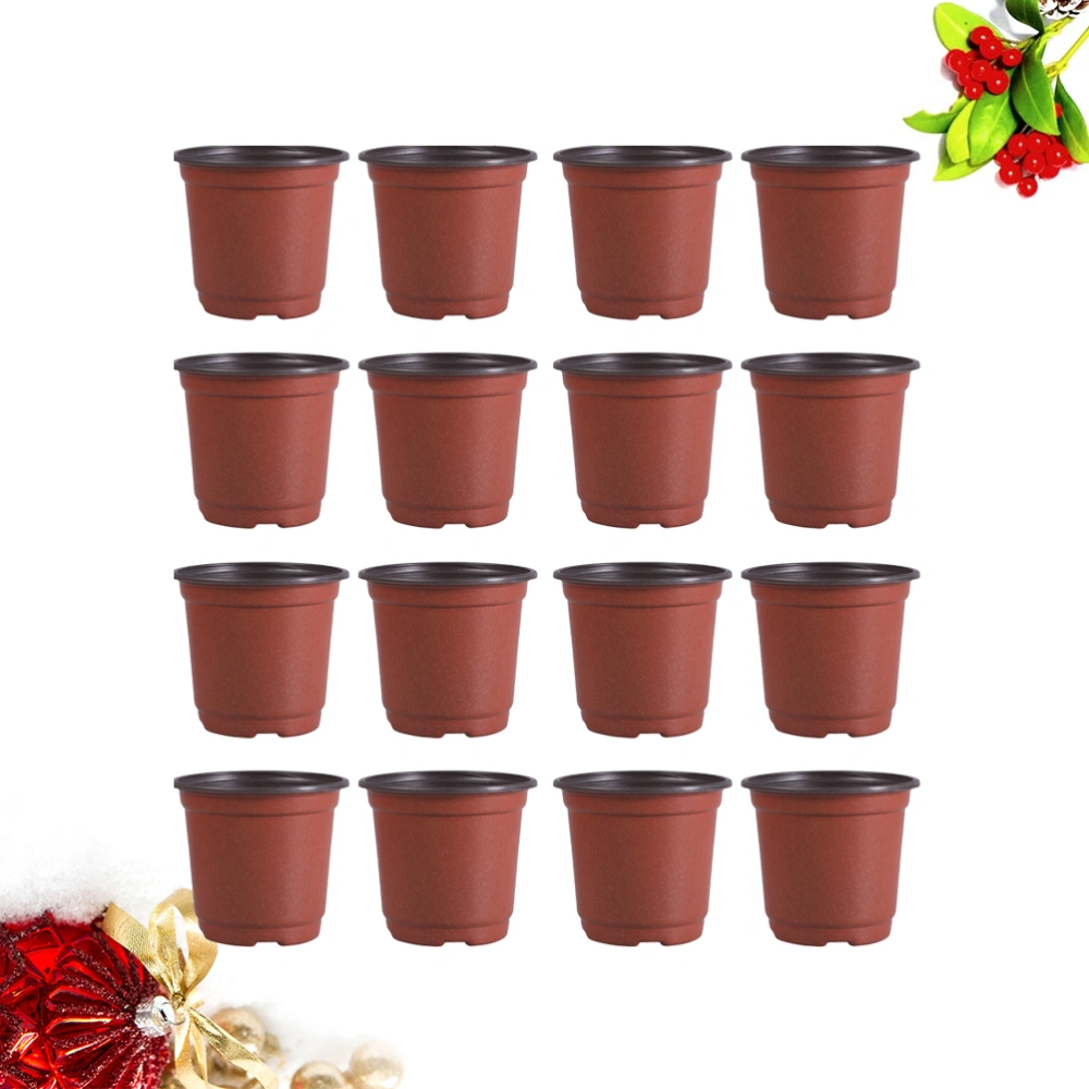 30PCS Plastic Flowerpot Creative Breathable Flower Pot Succulents Flower Pot Basin Pot - Diameter 150mm (Brown, Random Bottom Hole)