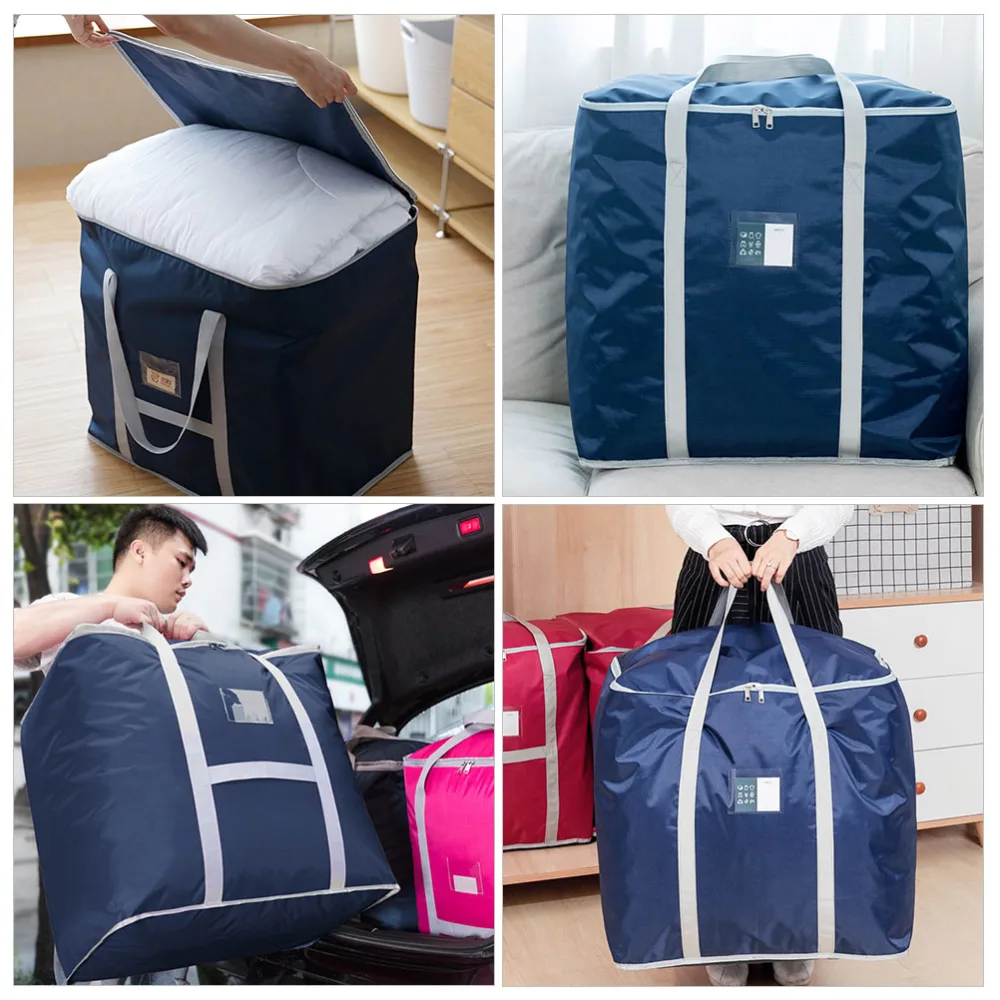 1PC Clothing Quilt Storage Bag Finishing Bag Student Luggage Bag (Dark Blue L)