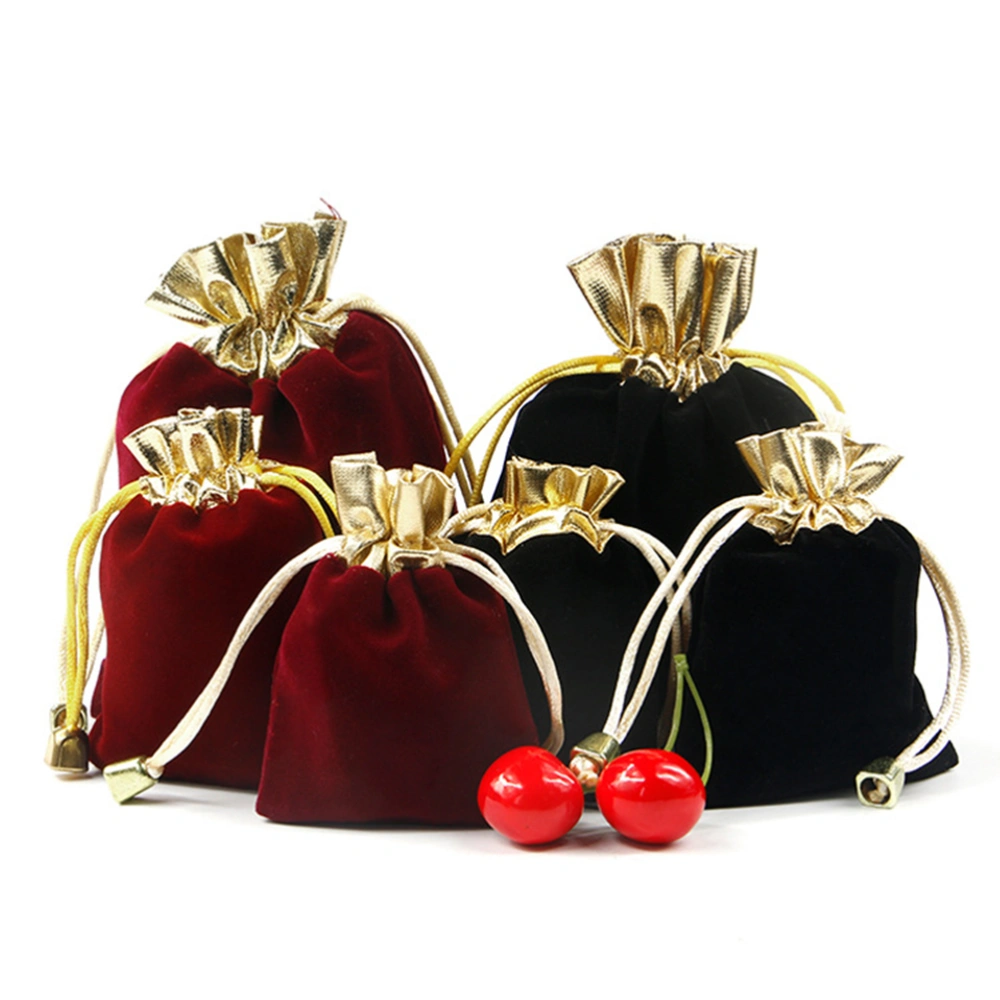 10pcs Drawstring Bag Pouches Storage Bag Cloth Organizer Gift Bags for Jewelry Small Gift (Dark Red)