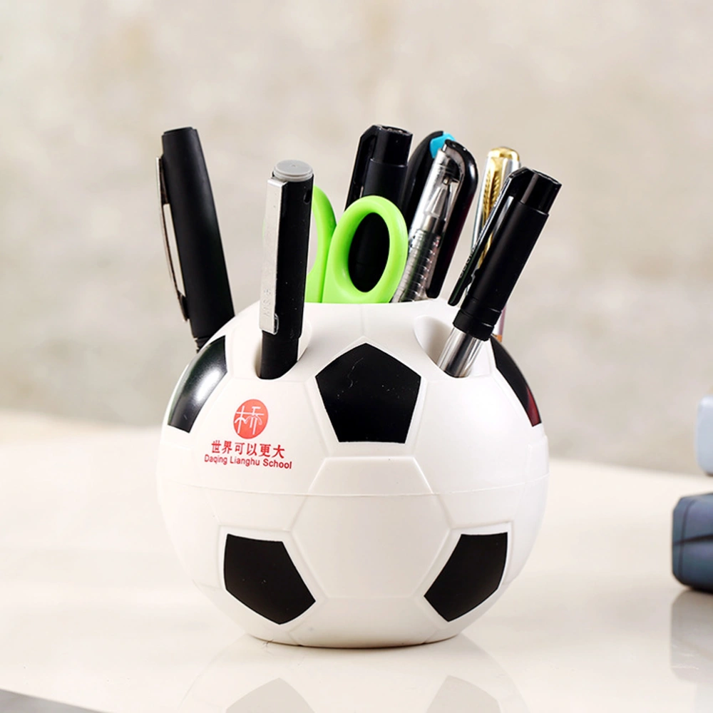 Soccer Style Pen Pencil Toothbrush Holder Make-Up Brush Desktop Organizer Container Gift Box (Black)