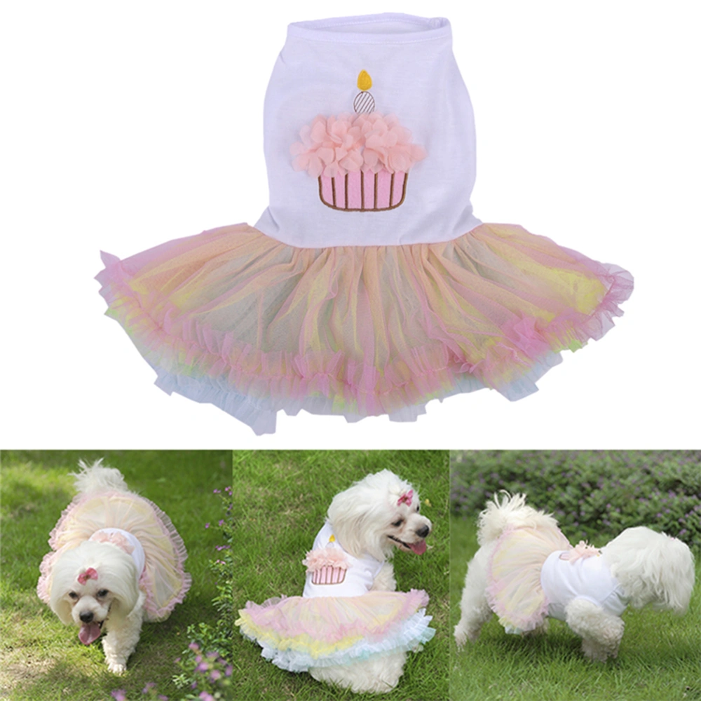 Dog Clothes Spring Summer Thin Pet Clothing Summer Pet Clothing Colorful Cake Skirt Size S