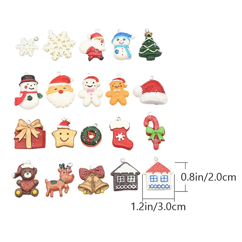 20Pcs Christmas Theme Bracelet Necklace Resin Hanging Pendants DIY Accessories