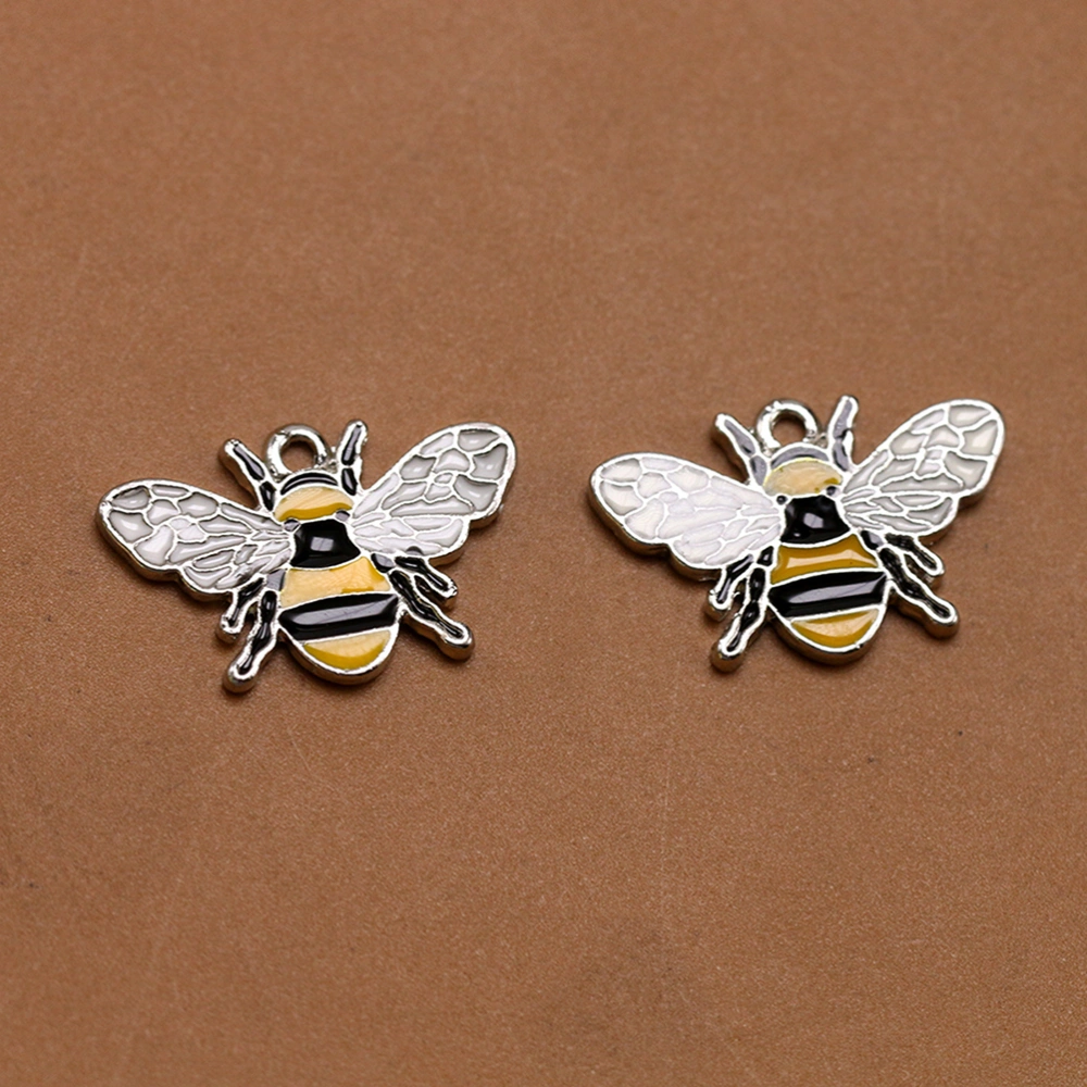 10pcs Little Bee Necklace Pendants Alloy Charms Jewelry Making Accessory for DIY Crafts (Silver)